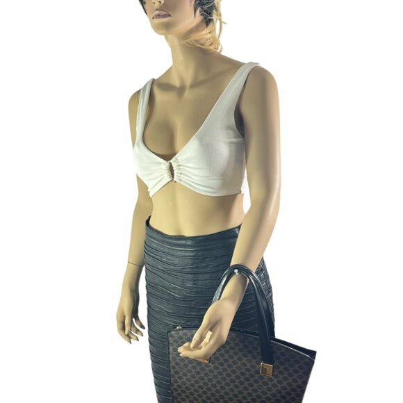 CELINE Vintage Black Canvas Macadam Tote Bag Made in Italy Authenticated - Picture 15 of 15